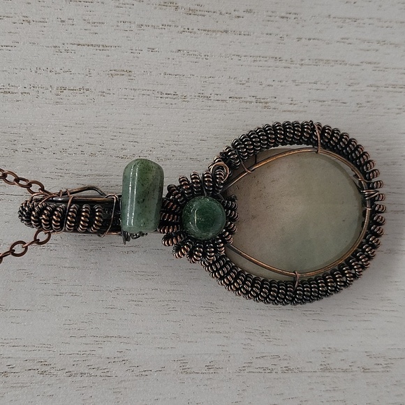 1409- Wire Wrapped Pendant Natural Stone Necklace NWT - Picture 2 of 8